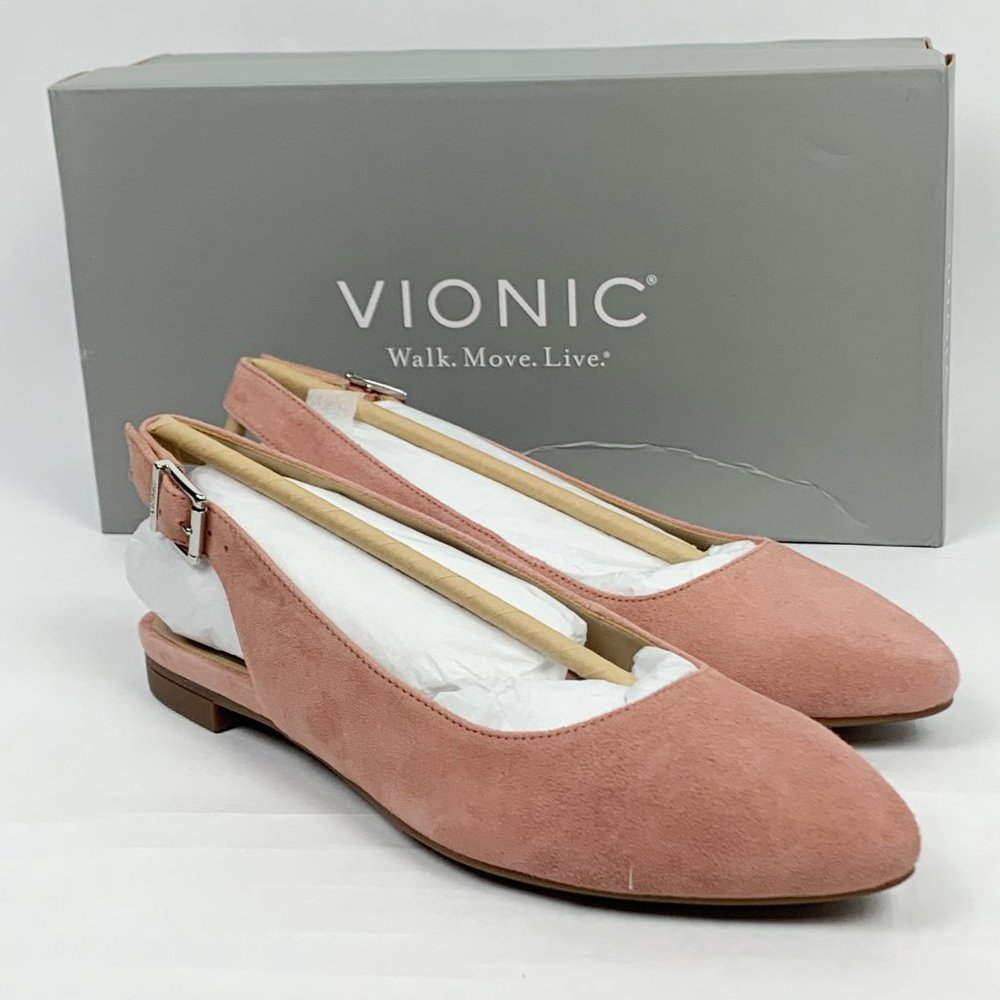 NIB Vionic Jade Slingback Flat in Dusty Pink Suede Size 6.5